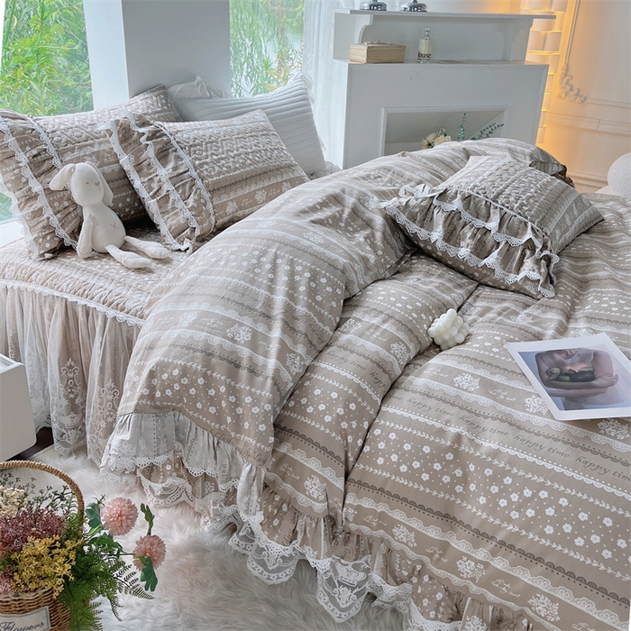 91家纺网 家纺一手货源 找家纺 胜权家纺 2024新款13372全棉夹棉宫廷风皇冠蕾丝床裙 温莎