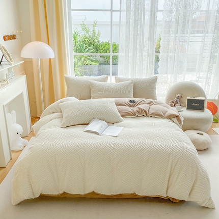 91家纺网 家纺一手货源 找家纺 （总）绒世界 2024新款兔兔绒牛奶绒四件套