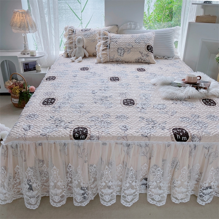 91家纺网 家纺一手货源 找家纺 胜权家纺 2024新款13372全棉夹棉宫廷风皇冠蕾丝床裙 古琦