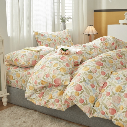 91家纺网 家纺一手货源 找家纺 （总）绫韵 2023新款ins小清新碎花全棉13772精梳纯棉四件套