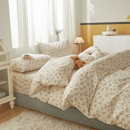 91家纺网 家纺一手货源 找家纺 （总）绫韵 2023新款ins小清新碎花全棉13772精梳纯棉四件套