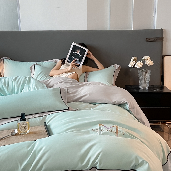 91家纺网 家纺一手货源 找家纺 遇见家居生活馆 2023新款亲肤棉磨毛刺绣四件套 玛利亚-梵星蓝