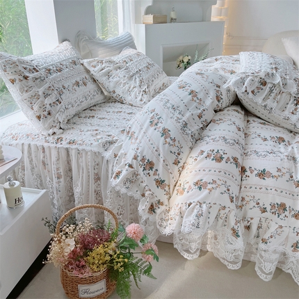 91家纺网 家纺一手货源 找家纺 （总）胜权家纺 2024新款13372全棉夹棉宫廷风皇冠蕾丝床裙