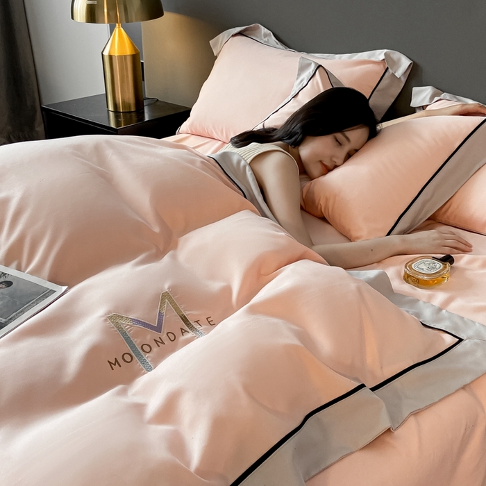 91家纺网 家纺一手货源 找家纺 遇见家居生活馆 2023新款亲肤棉磨毛刺绣四件套 玛利亚-嫩粉