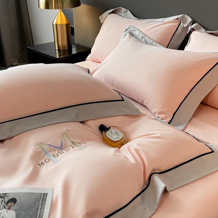 91家纺网 家纺一手货源 找家纺 遇见家居生活馆 2023新款亲肤棉磨毛刺绣四件套 玛利亚-嫩粉