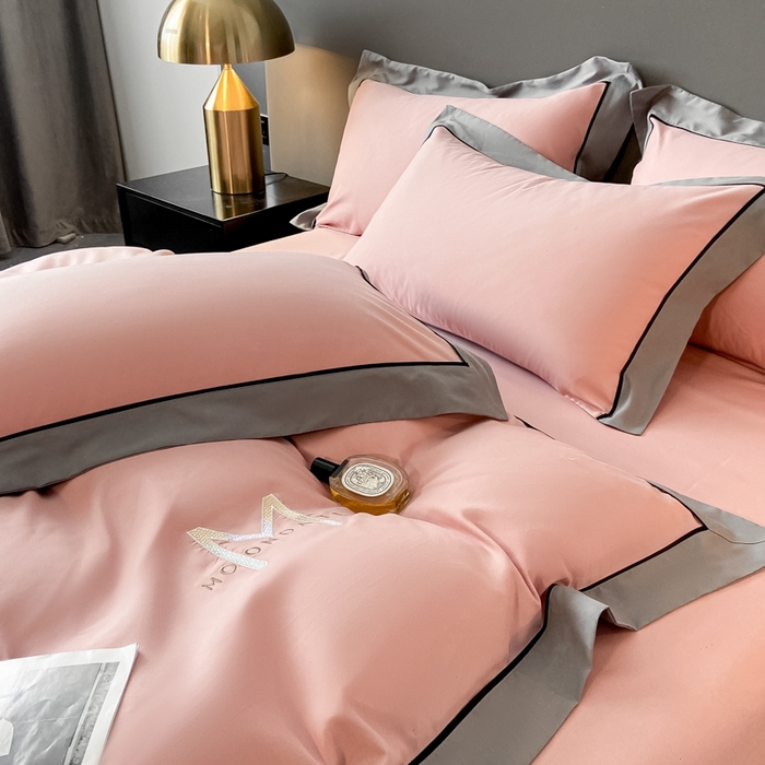 91家纺网 家纺一手货源 找家纺 遇见家居生活馆 2023新款亲肤棉磨毛刺绣四件套 玛利亚-浅豆沙