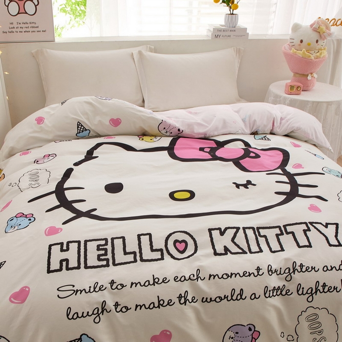 91家纺网 家纺一手货源 找家纺 蘭菲2023新款全棉印染三丽鸥全棉大版卡通四件套-被套 甜品站