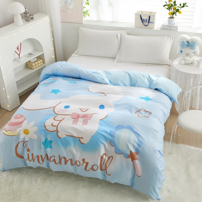 91家纺网 家纺一手货源 找家纺 蘭菲2023新款全棉印染三丽鸥全棉大版卡通四件套-被套 果果