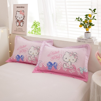91家纺网 家纺一手货源 找家纺 蘭菲2023新款全棉印染三丽鸥全棉大版卡通四件套-枕套 炫彩KT