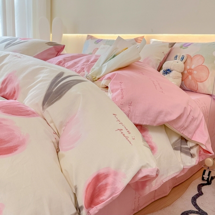 91家纺网 家纺一手货源 找家纺 （总）权瑾家纺 13372全棉纯棉四件套直播爆款小清新少女风