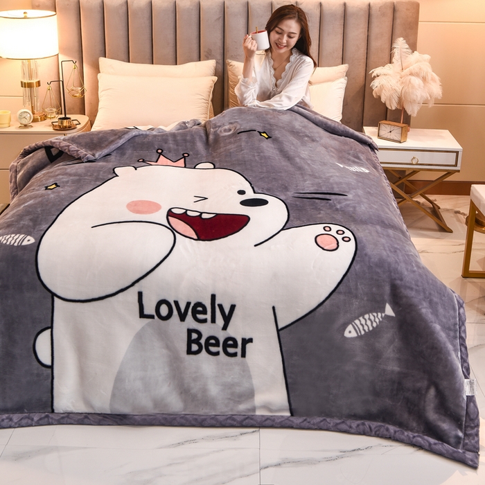 91家纺网 家纺一手货源 找家纺 新月家纺（锦威郎） 2023新款时尚系列毛毯 古灵精怪