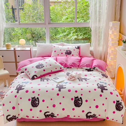 91家纺网 家纺一手货源 找家纺 （总）珺柔 2023新款40支纱13070锁边工艺款全棉印花四件套