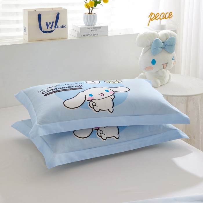 91家纺网 家纺一手货源 找家纺 蘭菲2023新款全棉印染三丽鸥全棉大版卡通四件套-枕套 布丁