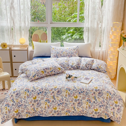 91家纺网 家纺一手货源 找家纺 （总）珺柔 2023新款40支纱13070锁边工艺款全棉印花四件套