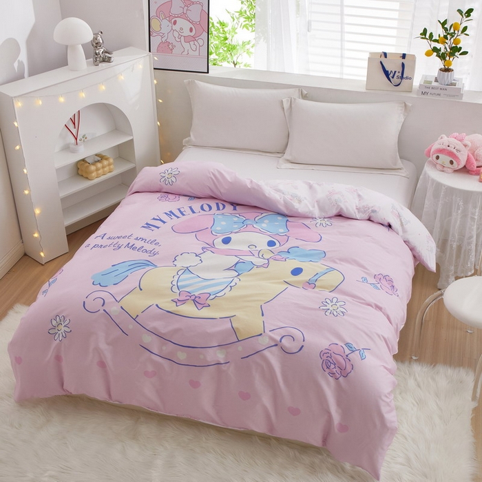 91家纺网 家纺一手货源 找家纺 蘭菲2023新款全棉印染三丽鸥全棉大版卡通四件套-被套 小乐乐