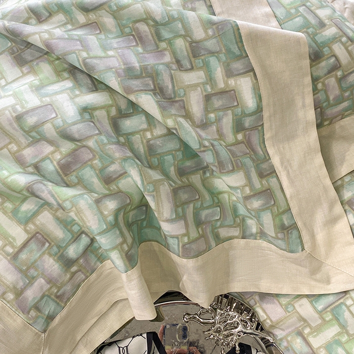 91家纺网 家纺一手货源 找家纺 金奇达 2024新款全棉宽边轻奢四件套 岛屿