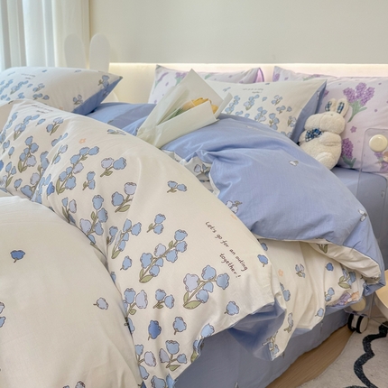 91家纺网 家纺一手货源 找家纺 （总）权瑾家纺 13372全棉纯棉四件套直播爆款小清新少女风