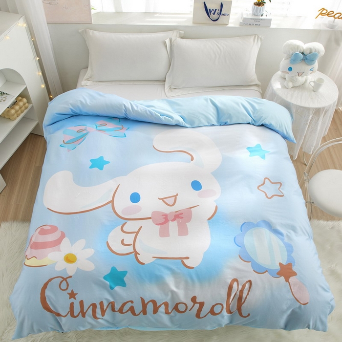 91家纺网 家纺一手货源 找家纺 蘭菲2023新款全棉印染三丽鸥全棉大版卡通四件套-被套 果果