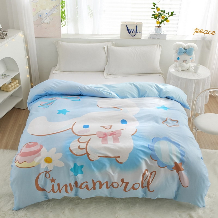 91家纺网 家纺一手货源 找家纺 蘭菲2023新款全棉印染三丽鸥全棉大版卡通四件套-被套 果果