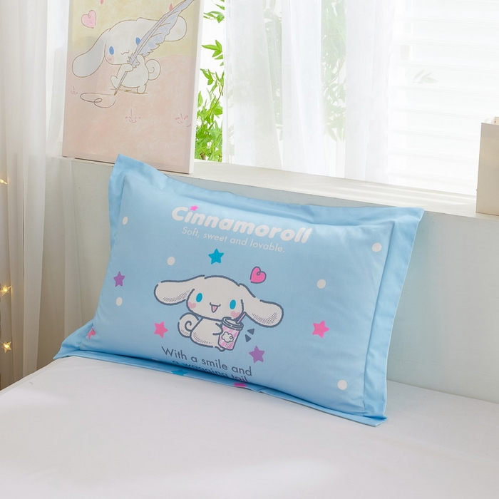 91家纺网 家纺一手货源 找家纺 蘭菲2023新款全棉印染三丽鸥全棉大版卡通四件套-枕套 奶茶来了