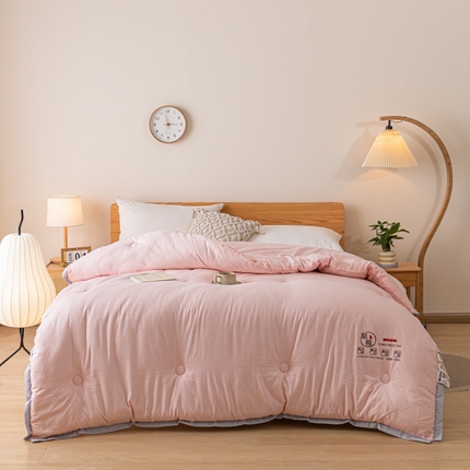 亚龙工厂店 泡泡纱豆豆被 粉色