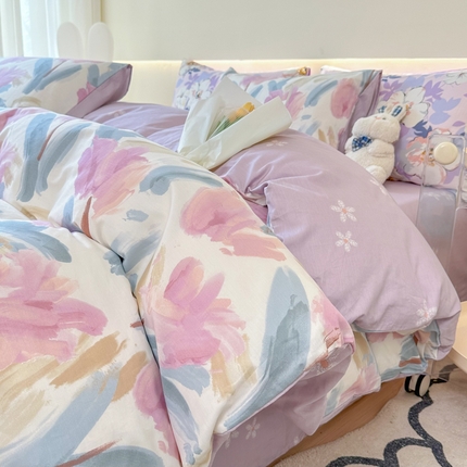 91家纺网 家纺一手货源 找家纺 （总）权瑾家纺 13372全棉纯棉四件套直播爆款小清新少女风