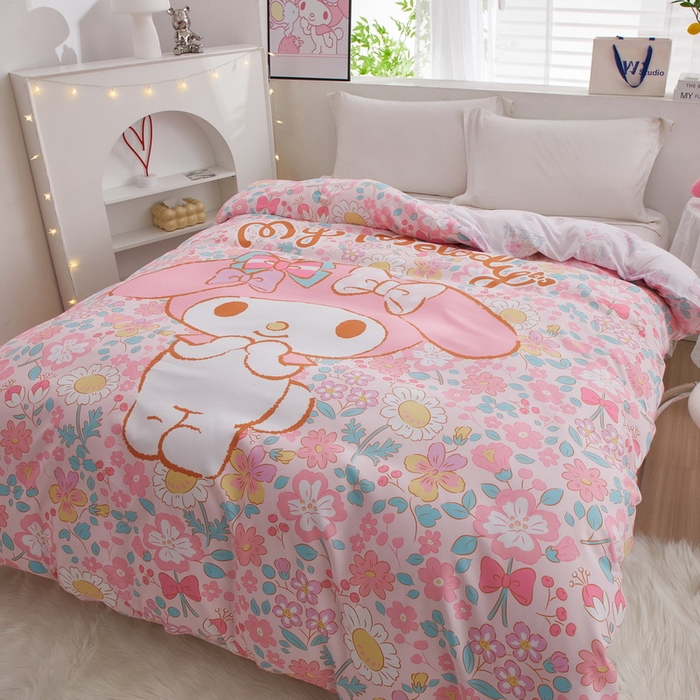 91家纺网 家纺一手货源 找家纺 蘭菲2023新款全棉印染三丽鸥全棉大版卡通四件套-被套 闺蜜