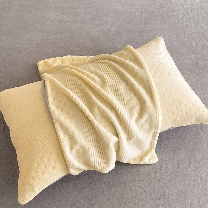 91家纺网 家纺一手货源 找家纺 澳梵 2023新款雕花牛奶绒四件套 巴洛特-嫩黄