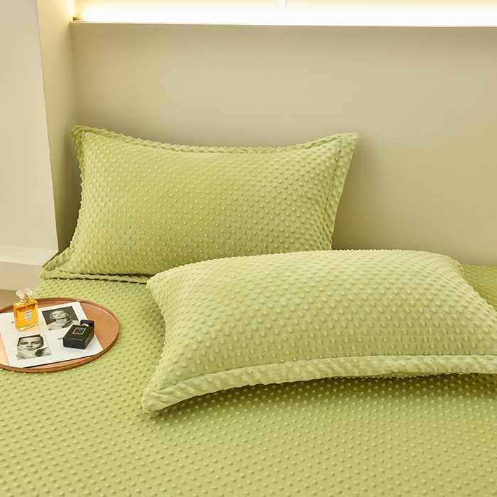 91家纺网 家纺一手货源 找家纺 家贝爱2023新款加厚宝宝绒暖豆豆床笠床罩 豆豆绒－抹茶