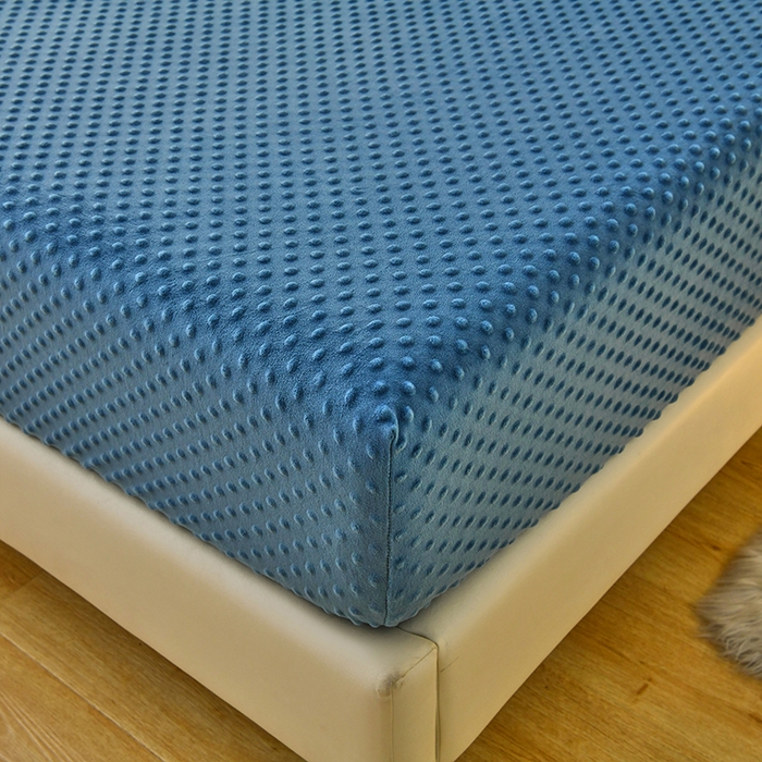 91家纺网 家纺一手货源 找家纺 家贝爱2023新款加厚宝宝绒暖豆豆床笠床罩 豆豆绒－宾利蓝