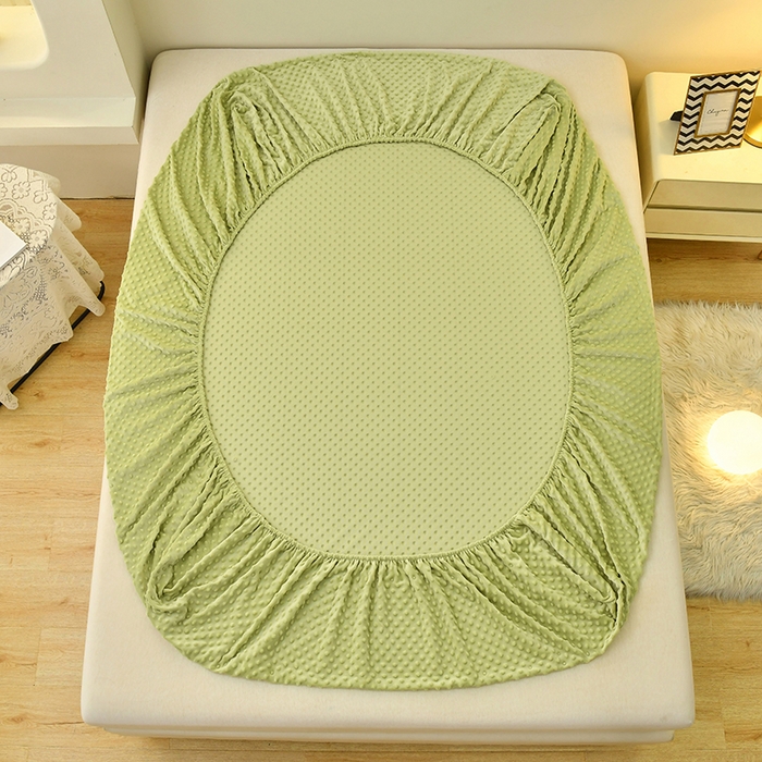 91家纺网 家纺一手货源 找家纺 家贝爱2023新款加厚宝宝绒暖豆豆床笠床罩 豆豆绒－抹茶