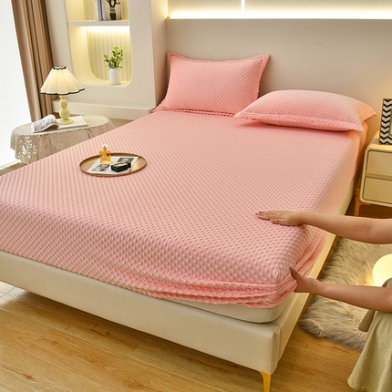 家贝爱2023新款加厚宝宝绒暖豆豆床笠床罩 豆豆绒－柔粉