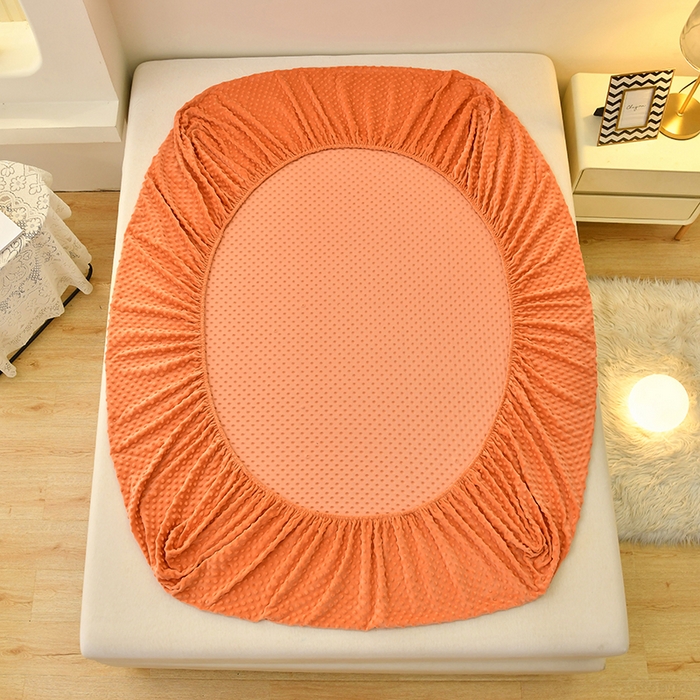 91家纺网 家纺一手货源 找家纺 家贝爱2023新款加厚宝宝绒暖豆豆床笠床罩 豆豆绒－橘色