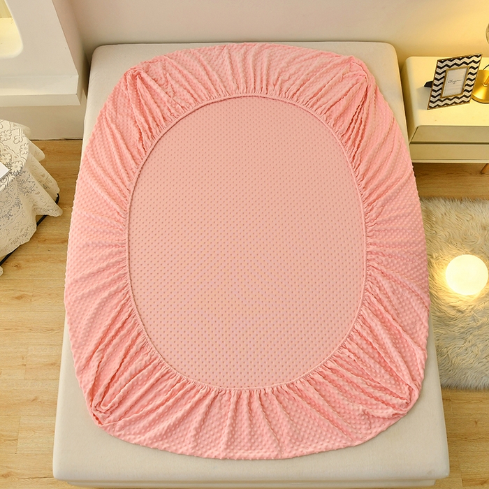 91家纺网 家纺一手货源 找家纺 家贝爱2023新款加厚宝宝绒暖豆豆床笠床罩 豆豆绒－柔粉