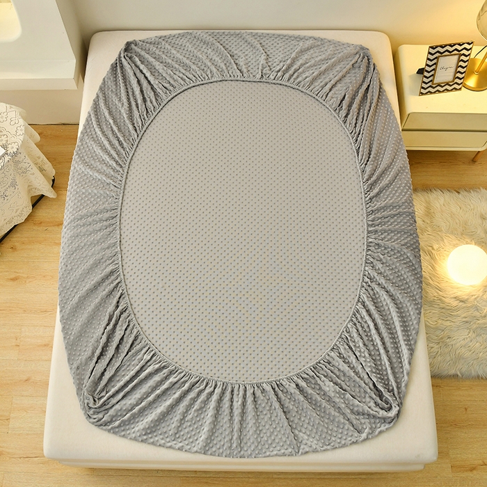 91家纺网 家纺一手货源 找家纺 家贝爱2023新款加厚宝宝绒暖豆豆床笠床罩 豆豆绒－浅灰