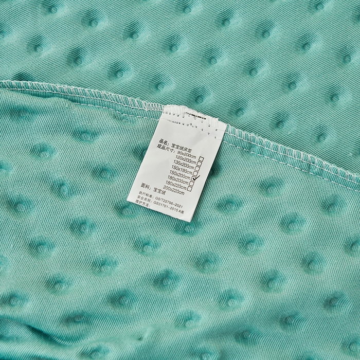 91家纺网 家纺一手货源 找家纺 家贝爱2023新款加厚宝宝绒暖豆豆床笠床罩 豆豆绒－水绿