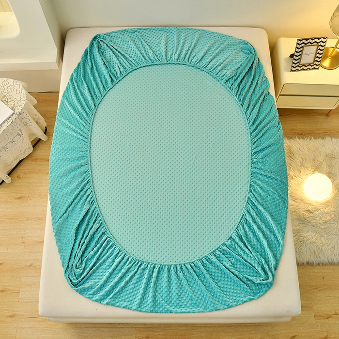 91家纺网 家纺一手货源 找家纺 家贝爱2023新款加厚宝宝绒暖豆豆床笠床罩 豆豆绒－水绿