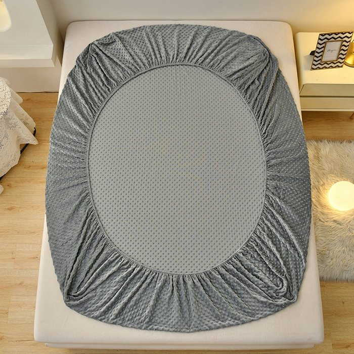 91家纺网 家纺一手货源 找家纺 家贝爱2023新款加厚宝宝绒暖豆豆床笠床罩 豆豆绒－深灰