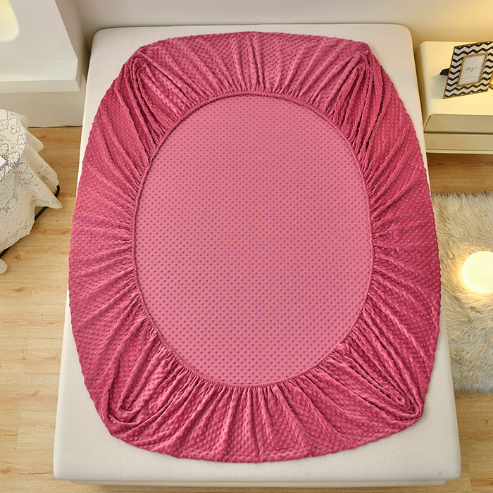 91家纺网 家纺一手货源 找家纺 家贝爱2023新款加厚宝宝绒暖豆豆床笠床罩 豆豆绒－玫瑰红