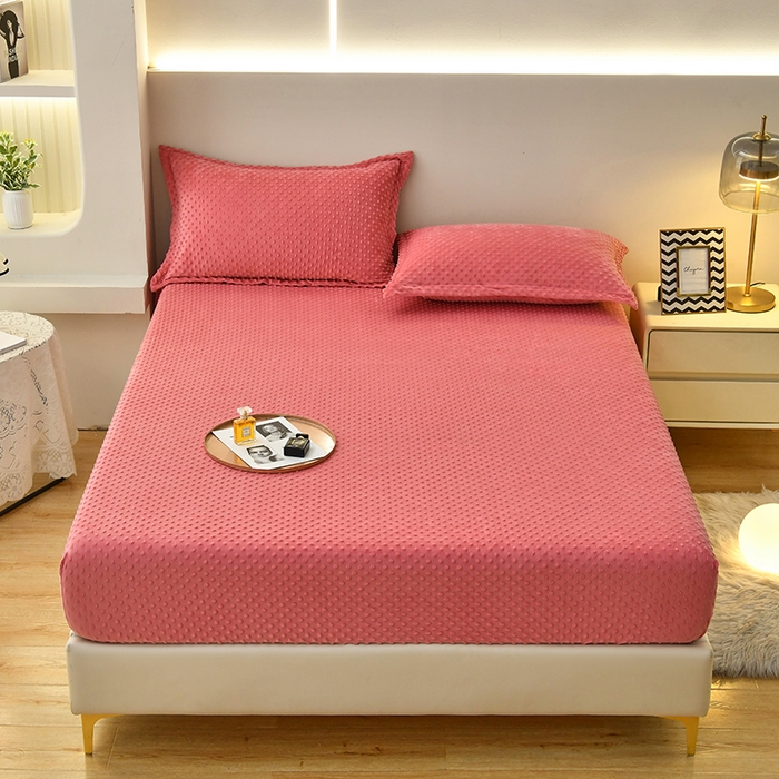 91家纺网 家纺一手货源 找家纺 家贝爱2023新款加厚宝宝绒暖豆豆床笠床罩 豆豆绒－豆沙