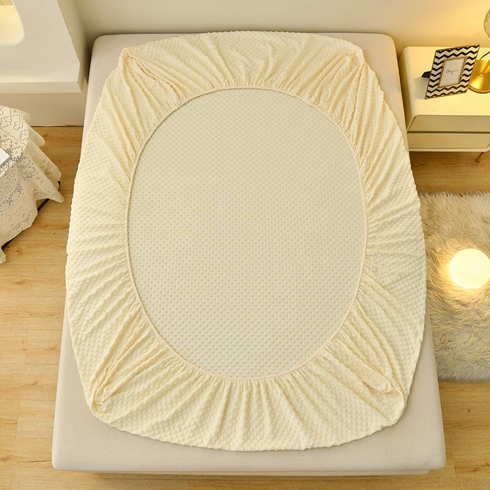 91家纺网 家纺一手货源 找家纺 家贝爱2023新款加厚宝宝绒暖豆豆床笠床罩 豆豆绒－米白