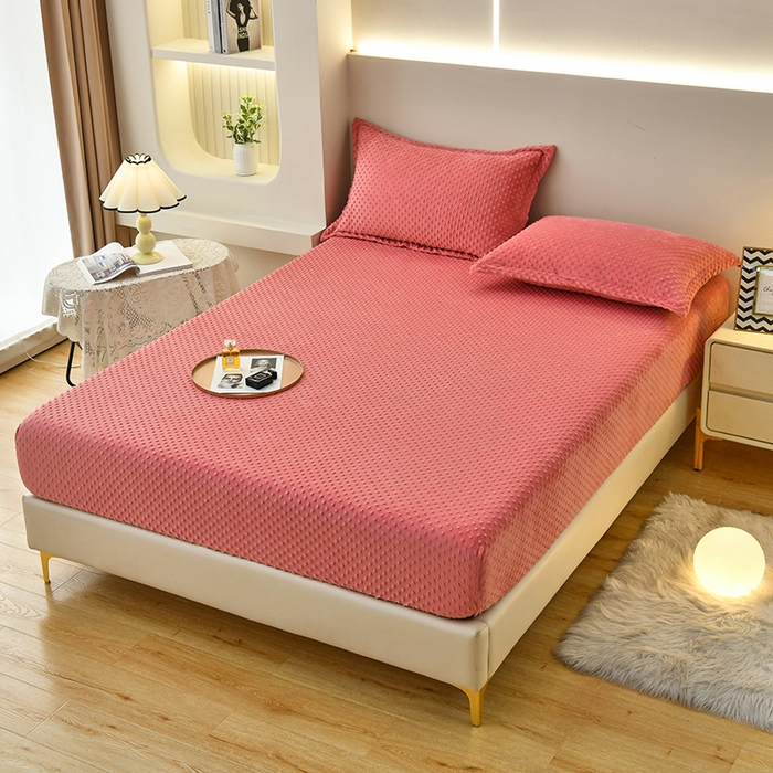 91家纺网 家纺一手货源 找家纺 家贝爱2023新款加厚宝宝绒暖豆豆床笠床罩 豆豆绒－豆沙