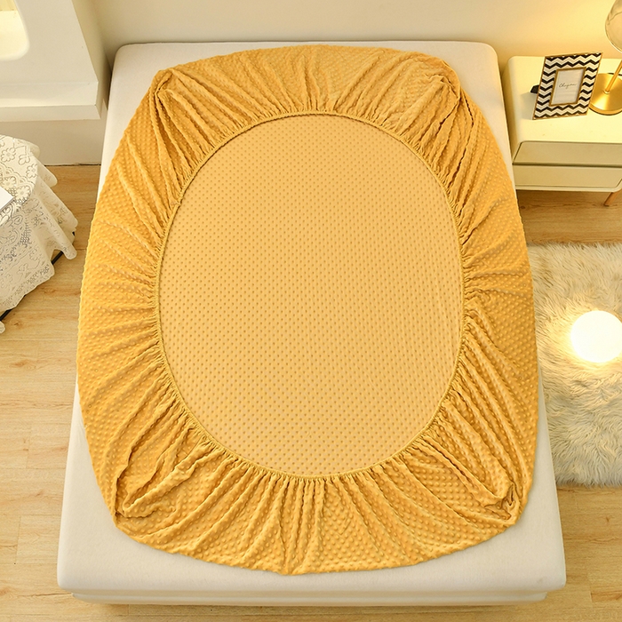 91家纺网 家纺一手货源 找家纺 家贝爱2023新款加厚宝宝绒暖豆豆床笠床罩 豆豆绒－金色