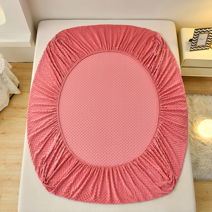 91家纺网 家纺一手货源 找家纺 家贝爱2023新款加厚宝宝绒暖豆豆床笠床罩 豆豆绒－豆沙