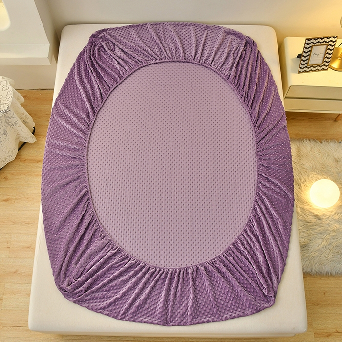 91家纺网 家纺一手货源 找家纺 家贝爱2023新款加厚宝宝绒暖豆豆床笠床罩 豆豆绒－魅紫