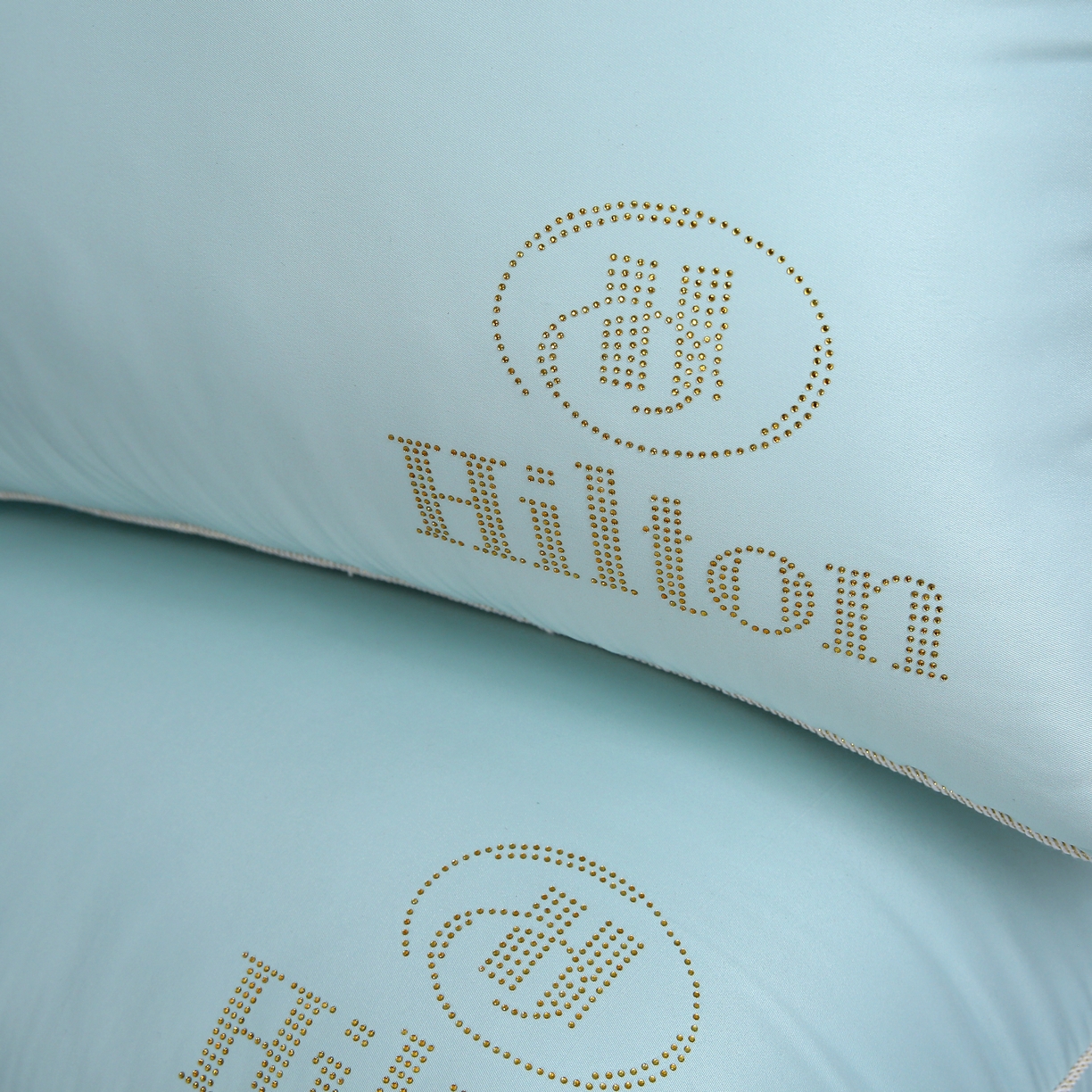 91家纺网 家纺一手货源 找家纺 天意美 2023新款舒适柔丝花边冰丝烫钻枕头枕芯 48x74cm天蓝色一只