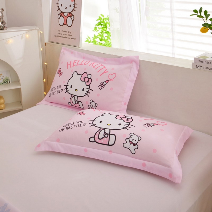 91家纺网 家纺一手货源 找家纺 蘭菲2023新款全棉印染三丽鸥全棉大版卡通四件套-枕套 甜心kT