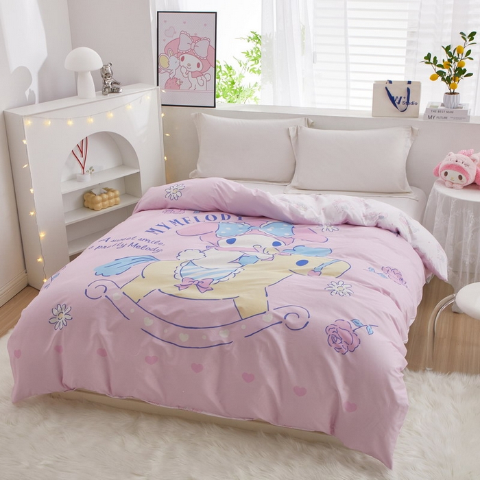 91家纺网 家纺一手货源 找家纺 蘭菲2023新款全棉印染三丽鸥全棉大版卡通四件套-被套 小乐乐