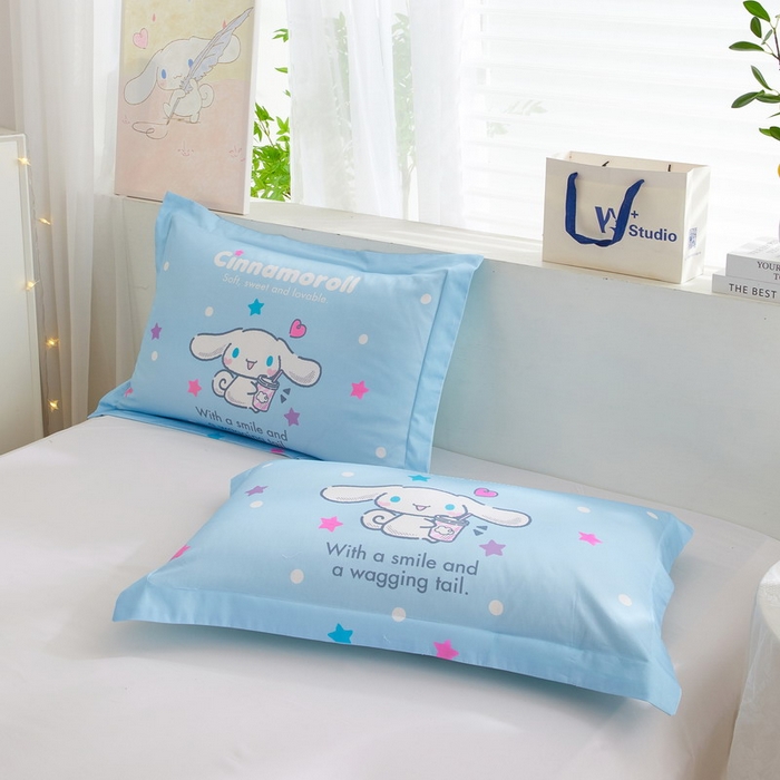 91家纺网 家纺一手货源 找家纺 蘭菲2023新款全棉印染三丽鸥全棉大版卡通四件套-枕套 奶茶来了