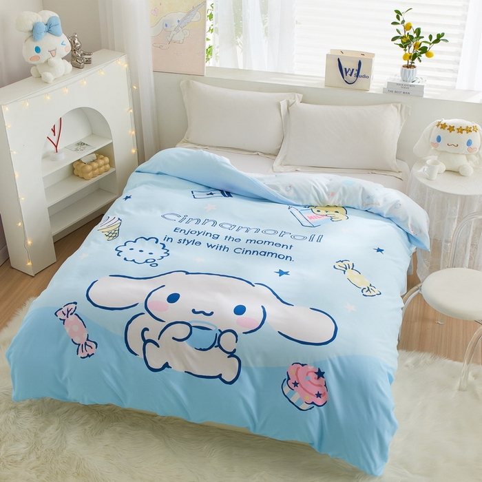 91家纺网 家纺一手货源 找家纺 蘭菲2023新款全棉印染三丽鸥全棉大版卡通四件套-被套 吃货